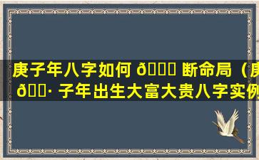 庚子年八字如何 💐 断命局（庚 🕷 子年出生大富大贵八字实例）